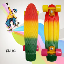 Load image into Gallery viewer, Colorful 22" Mini Skate Penny Board For Kids Plastic Fishboard Cruiser Completed Graphic Retro Banana Skateboard Patins