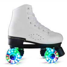Load image into Gallery viewer, Leather Roller Skates Double Line Skates 6 Colors Women Lady Adult White PU 4 Wheels Two Line Skating Shoes Patines