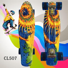 Load image into Gallery viewer, Colorful 22" Mini Skate Penny Board For Kids Plastic Fishboard Cruiser Completed Graphic Retro Banana Skateboard Patins
