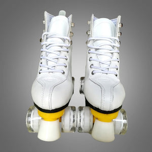 Japy Geneniu Leather Roller Skates Double Line Skates 6 Colors Women Lady Adult White PU 4 Wheels Two Line Skating Shoes Patines