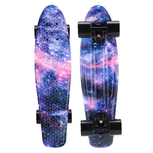 22" Cruiser Skateboard Galaxy Mini Plastic Skate Board Retro Penny Board Graphic Printed  Pink Floral