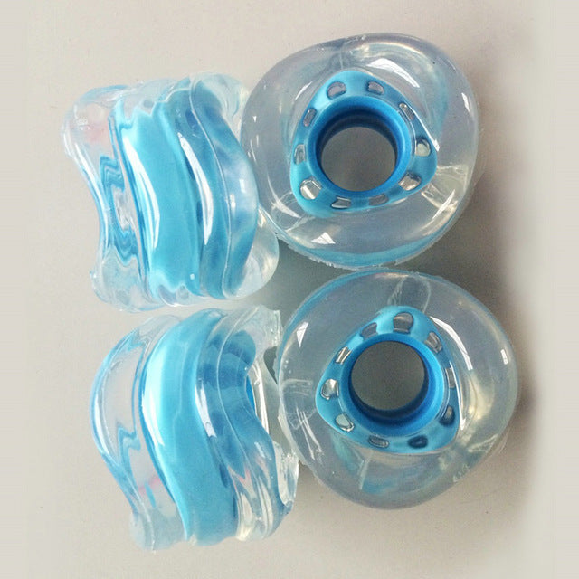 Free Shipping 4pcs 60*45mm Skateboard Wheels Snake Wheels 85A Profession Skateboard Wheels Different Clear Llucite Wheels