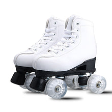 Load image into Gallery viewer, Artificial Leather Roller Skates Double Line Skates Women Men Adult Two Line Skating Shoes Patines With White PU 4 Wheels
